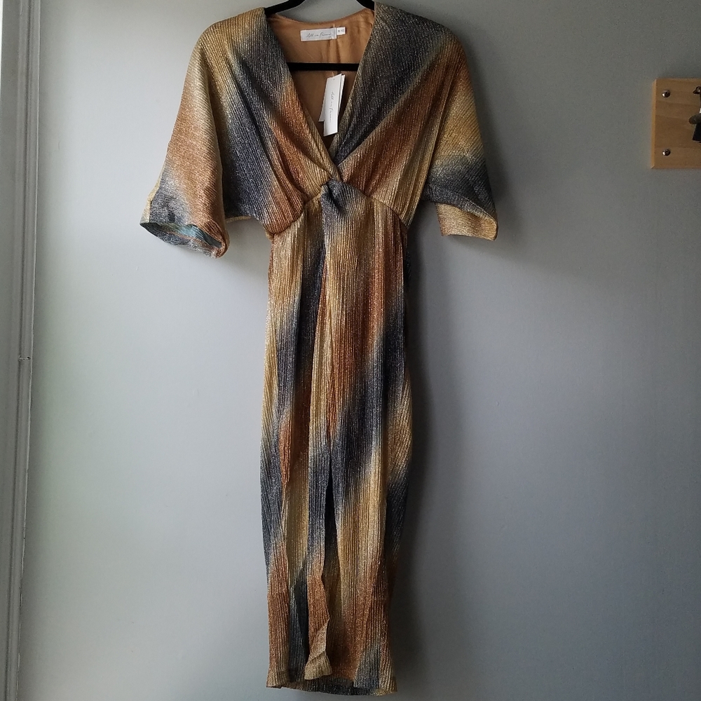 All In Favor Twist Front Metallic Dress NWT Size XS
